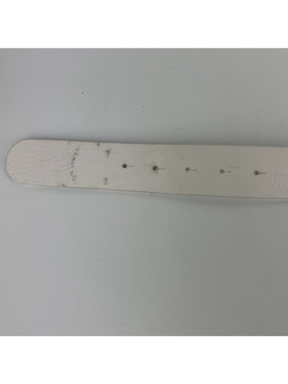 Doncaster White Italian Leather Belt w/ Stone & Brass Buckle – Size Small - Picture 4 of 6